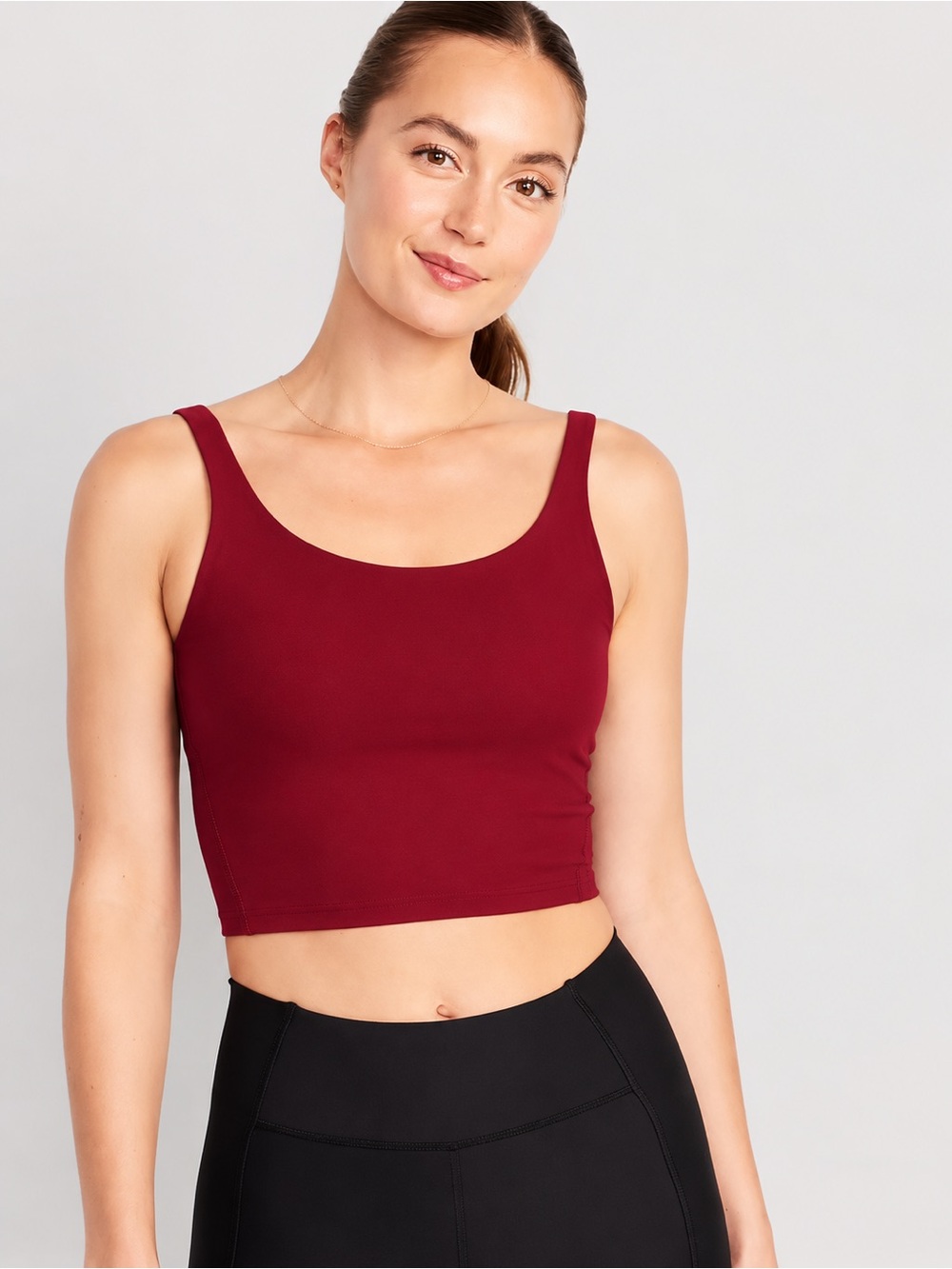 Old Navy Powersoft Bra Tank Crop Top Longline Align Red Sports Bra Size Large